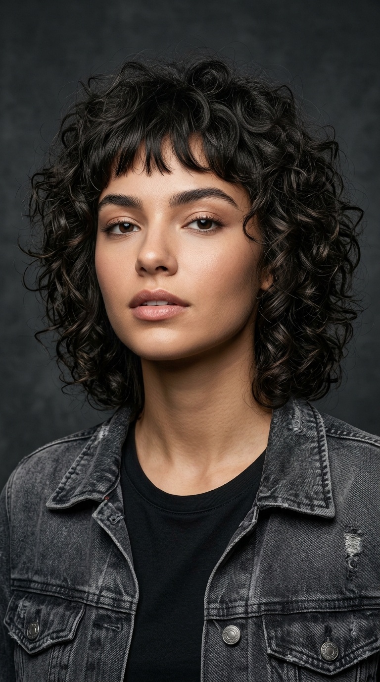 The Curly Wolf Cut with Micro-Bangs
