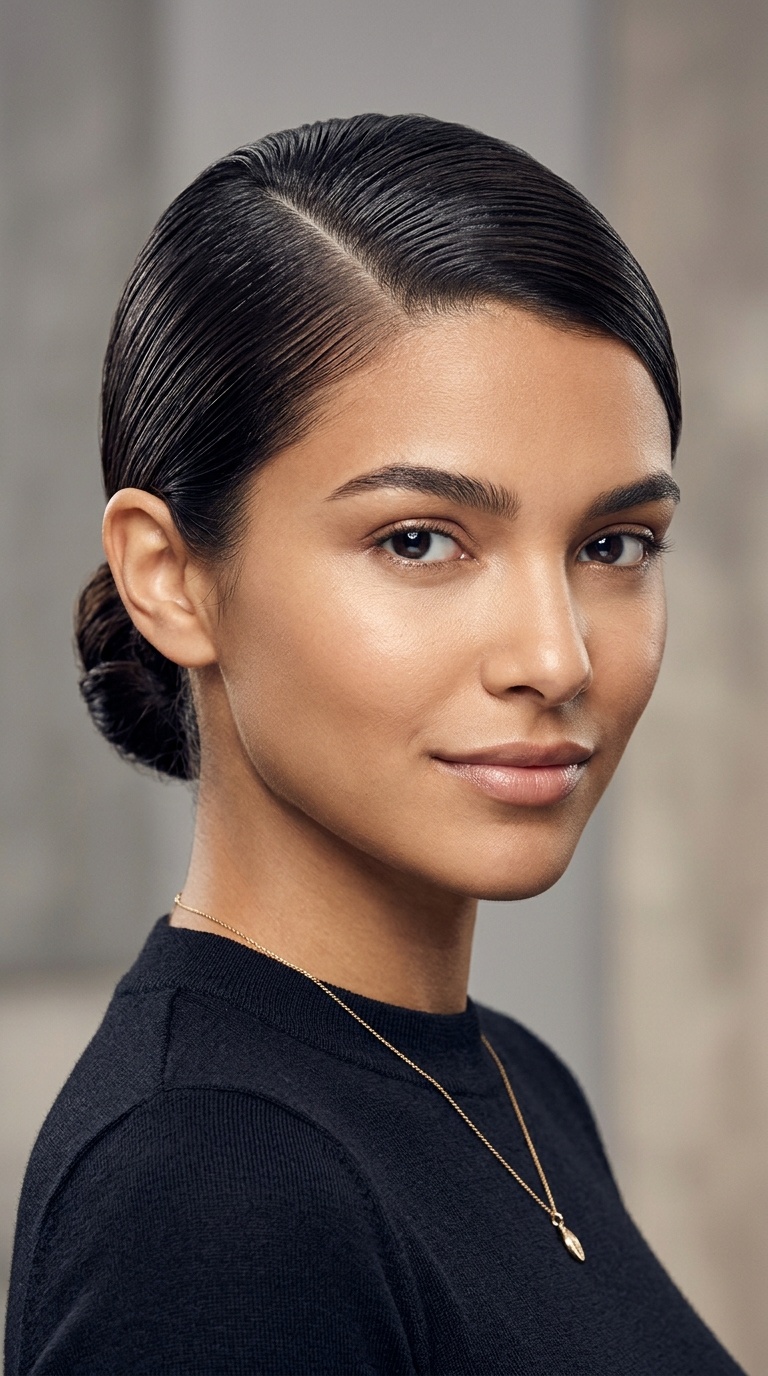 The Deep Side-Parted Sleek Bun