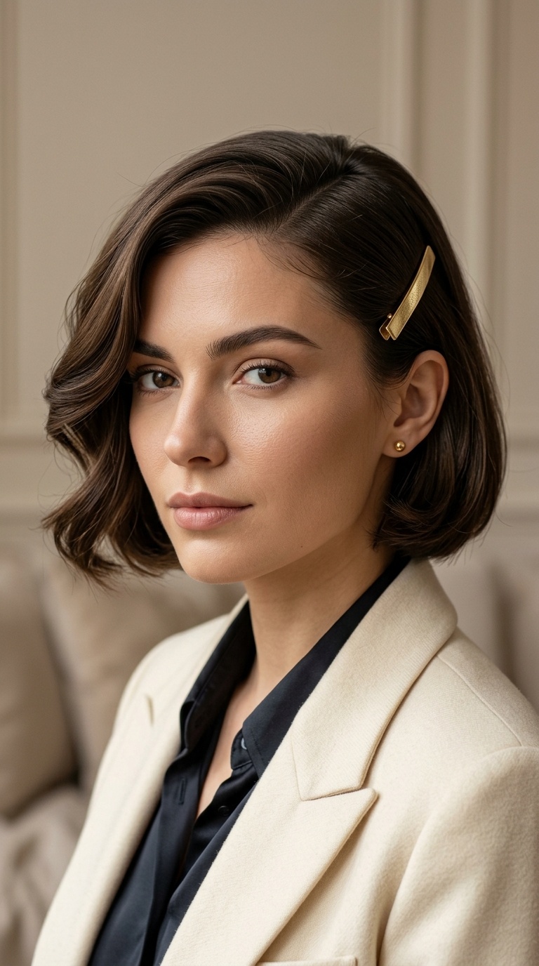 The Deep Side-Sweep with Gold Barrette