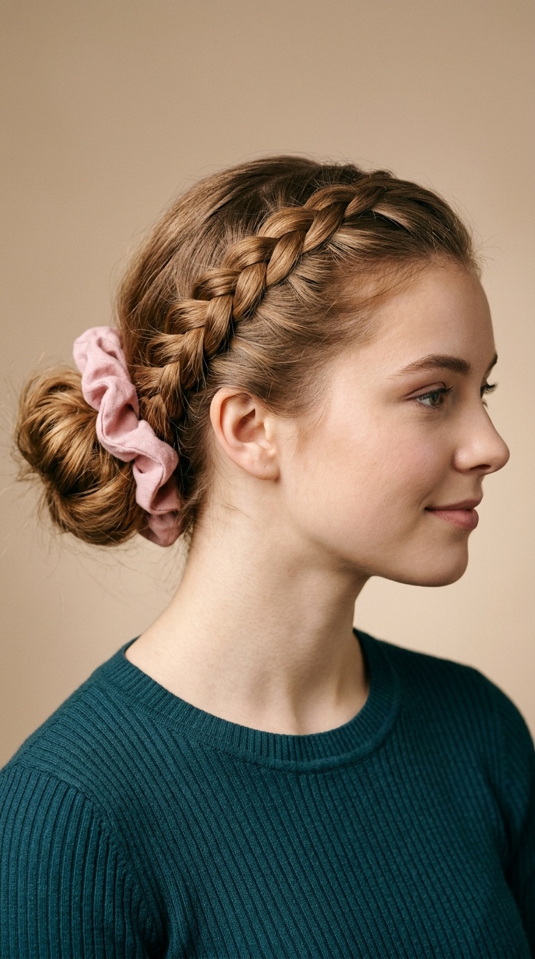 The Dutch Braid with Scrunchie Finish
