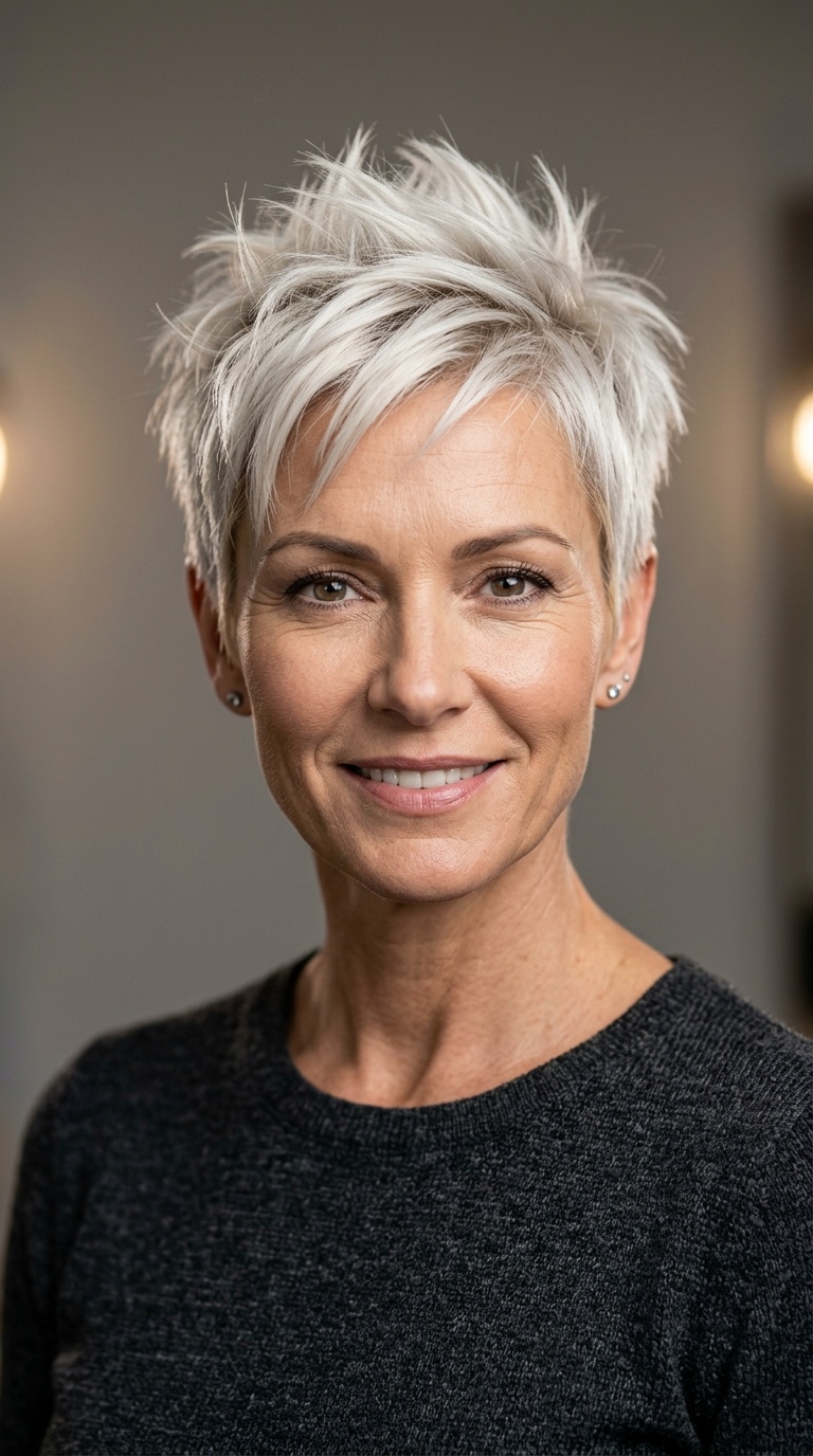 The Edgy Platinum Spiky Pixie