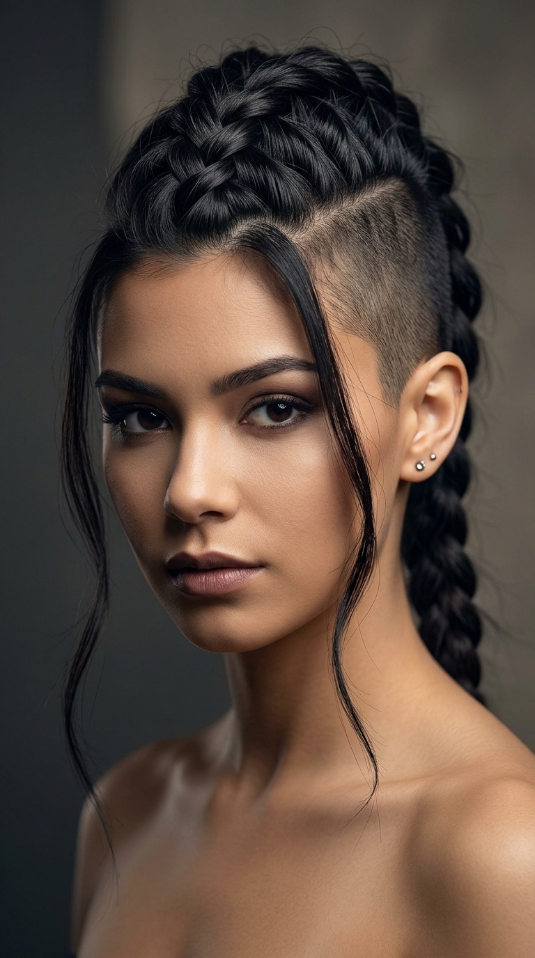 The Faux-Hawk Braid with Shaved Sides