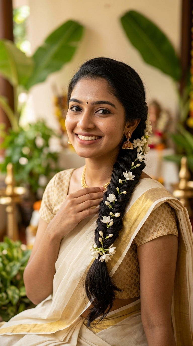 The Fishtail Braid with Floral Interweaving