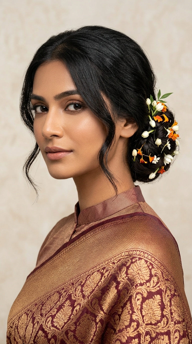 The Floral Low Chignon
