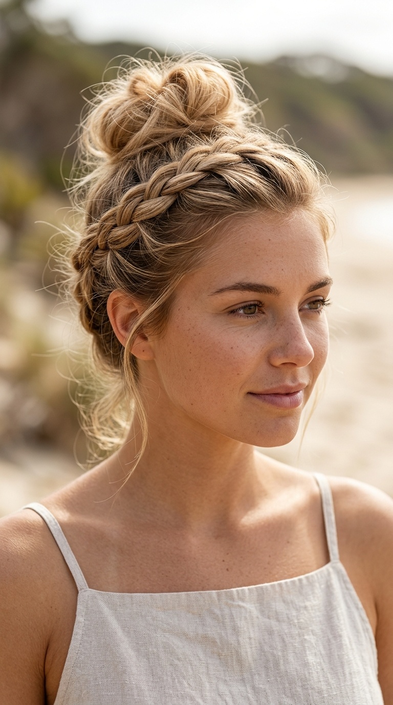 The French Braid into Messy Bun