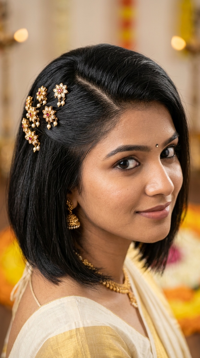 The Geometric Parting with Flower Clips