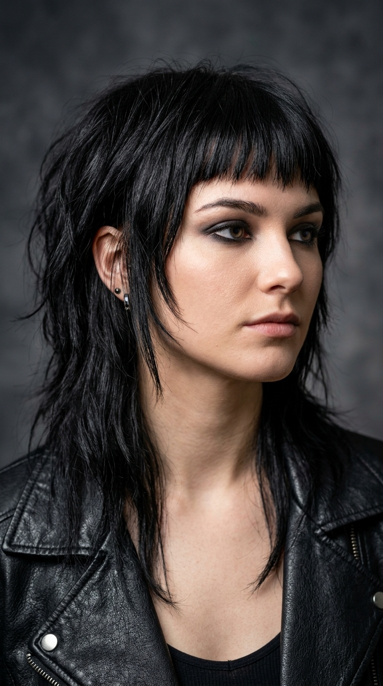 The Gothic Raven Shag with Blunt Bangs