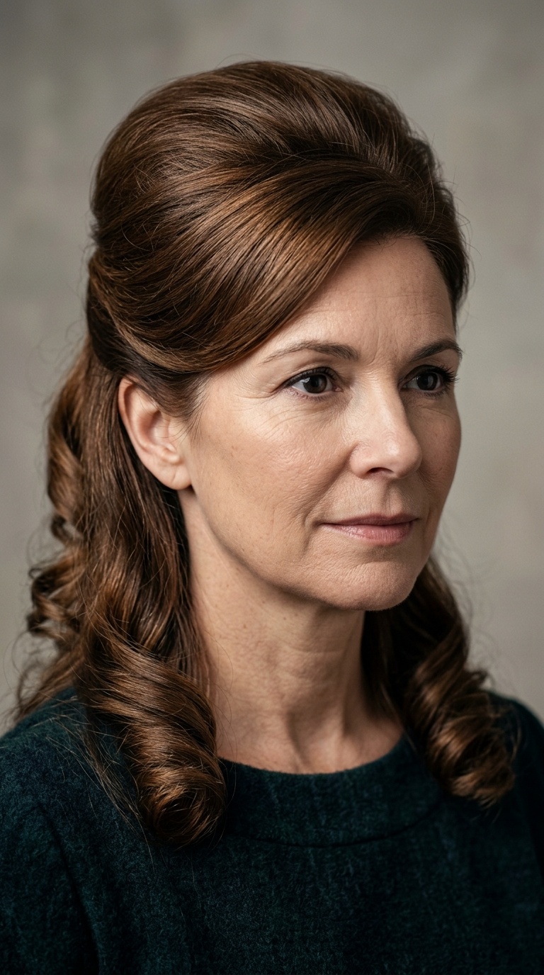 The Half-Up Bouffant with Cascade Curls