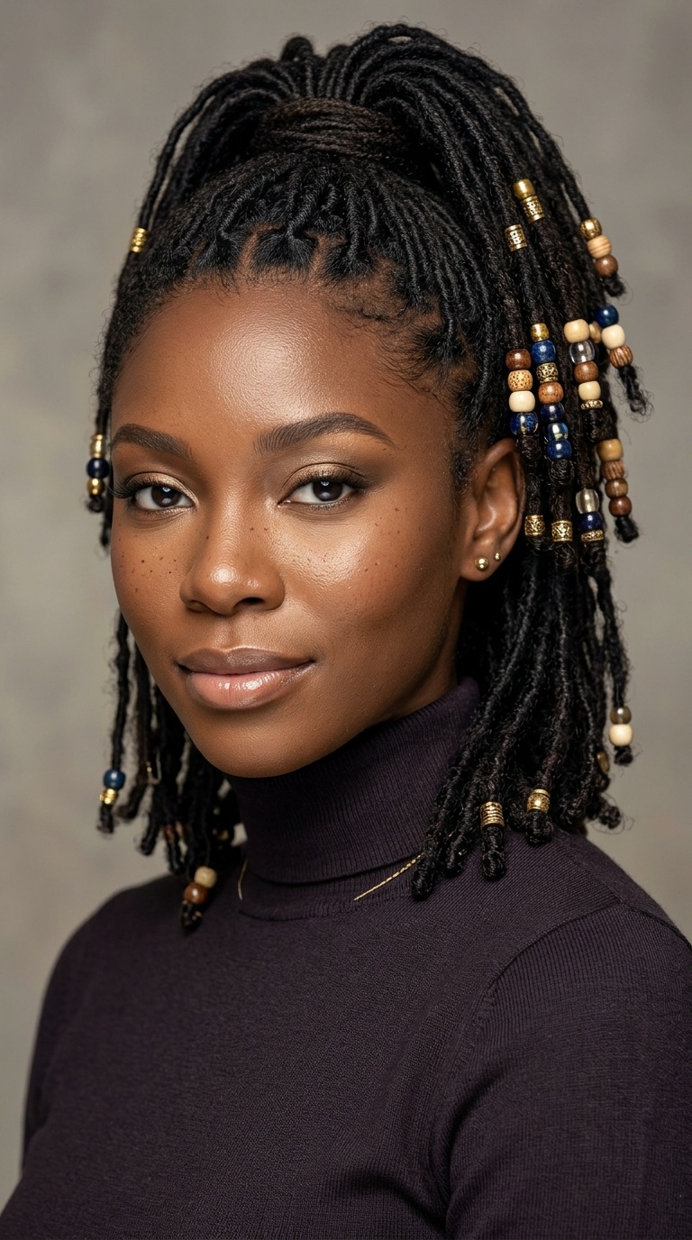 The Half-Up High Ponytail with Beads
