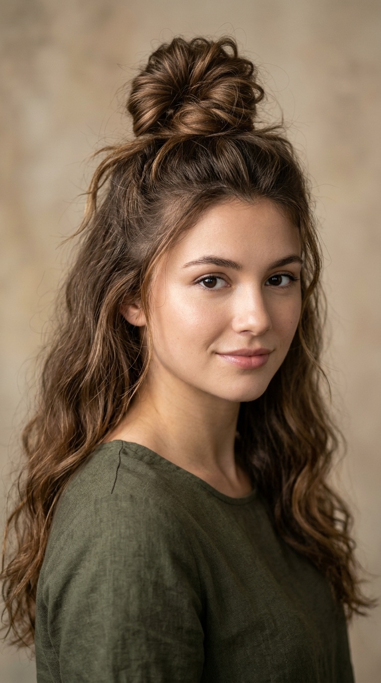 The Half-Up Messy Top Knot