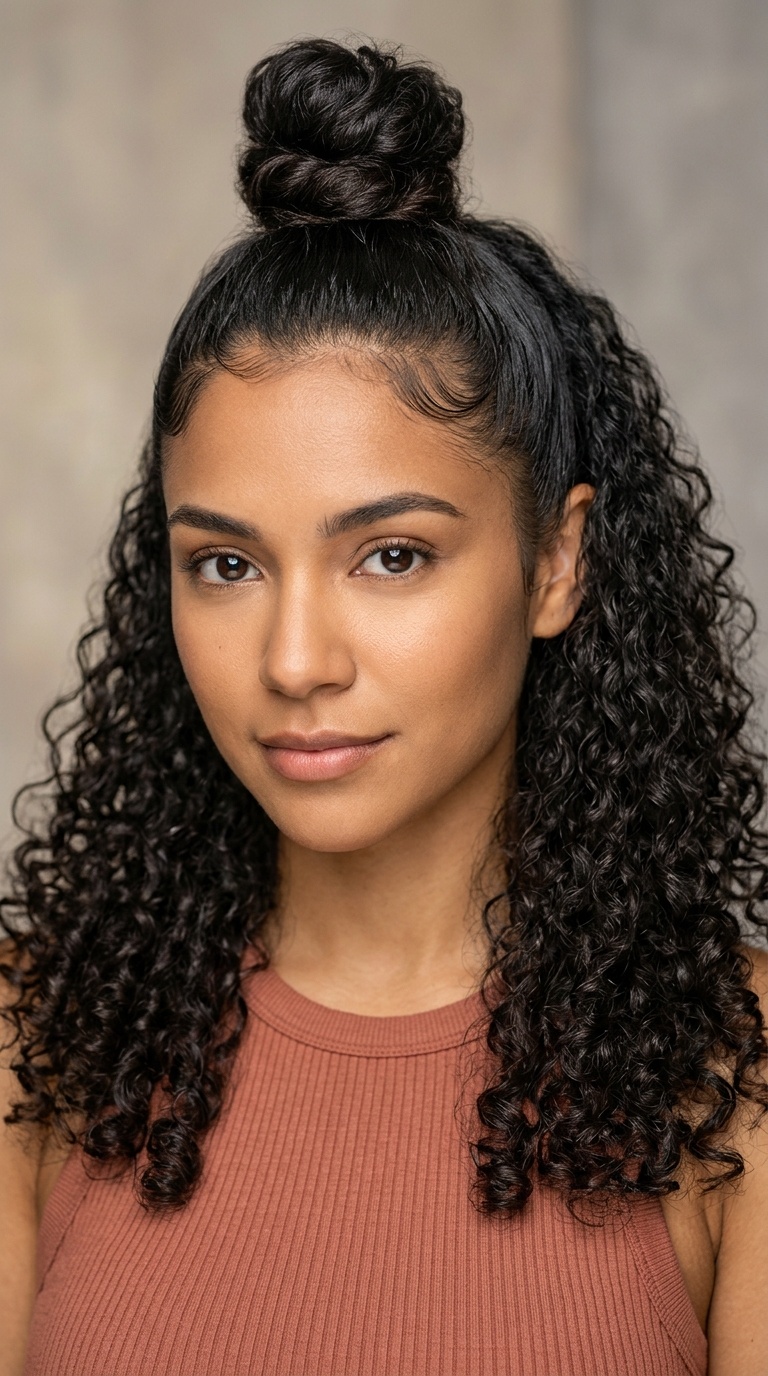 The Half-Up Top Knot with Cascading Ringlets