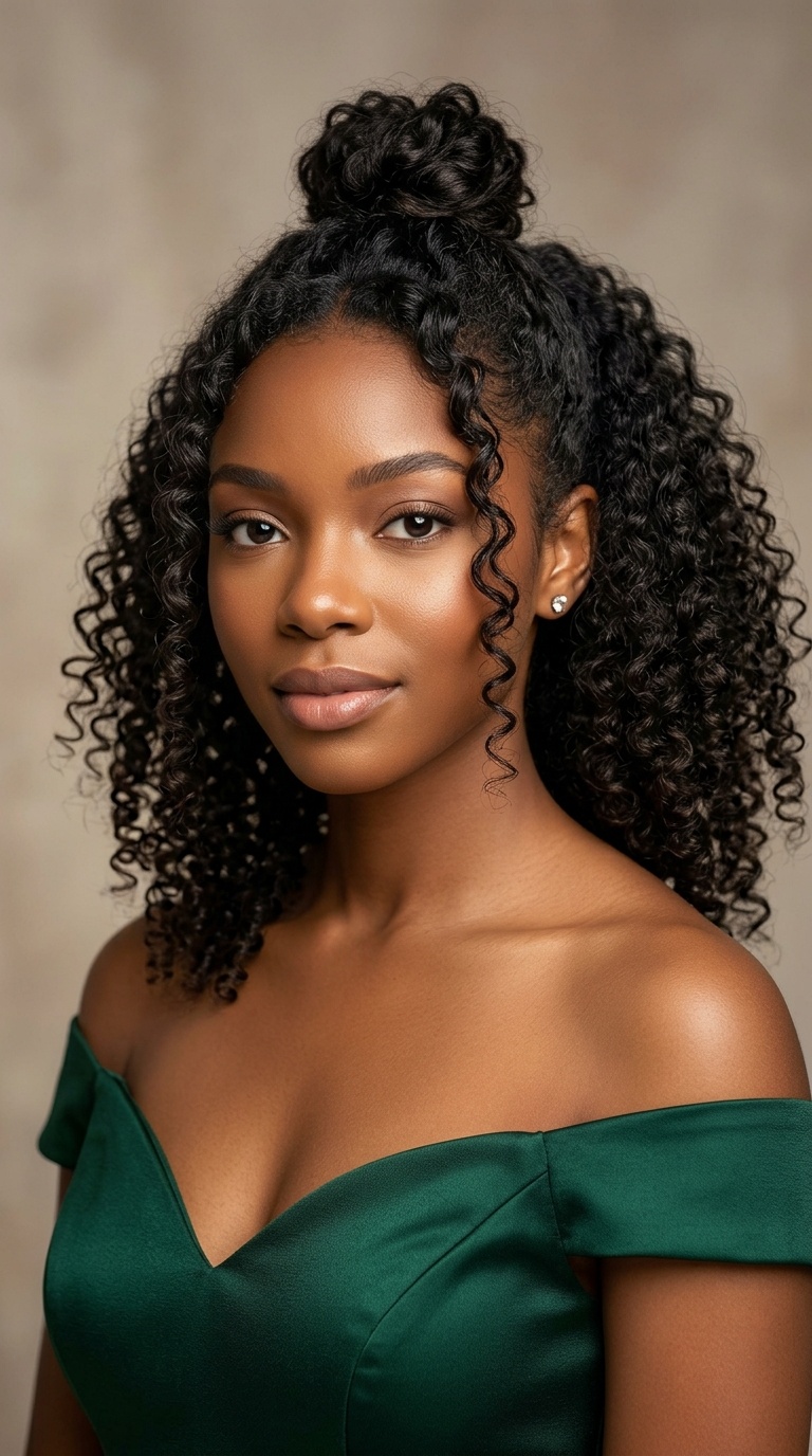 The Half-Up Top Knot with Ringlets