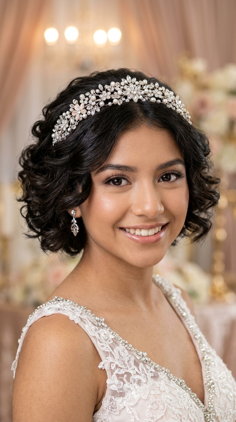 The Jeweled Headband Tucked Curls