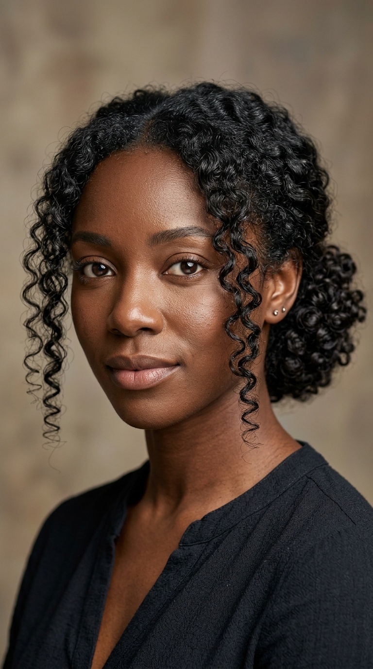 The Low Curly Chignon with Side Tendrils