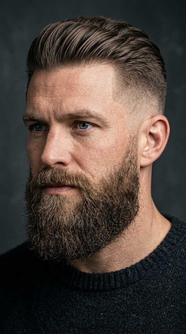 The Low Skin Fade Zero with a Full Viking Beard