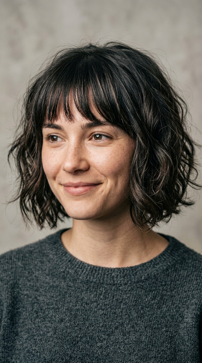 The Messy Bob with Bangs