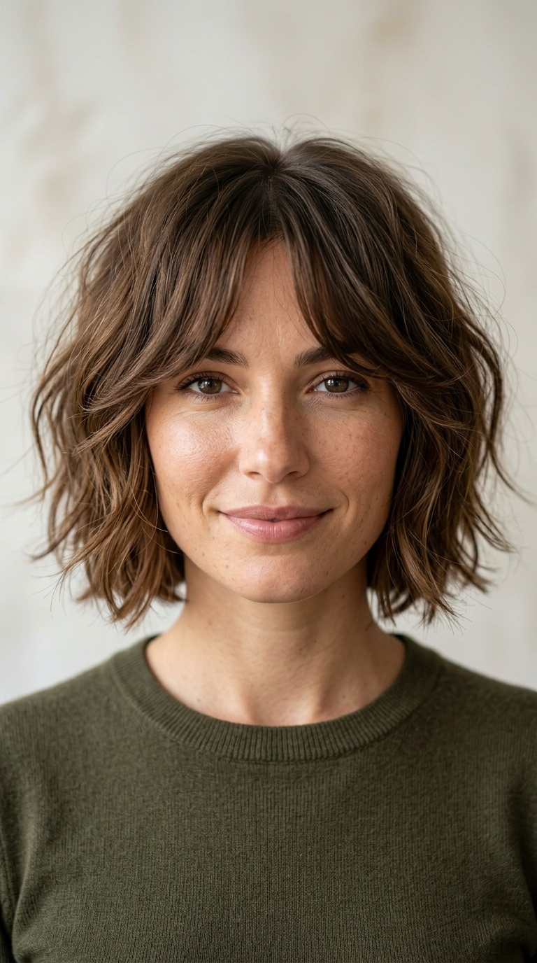 The Messy Bob with Curtain Bangs