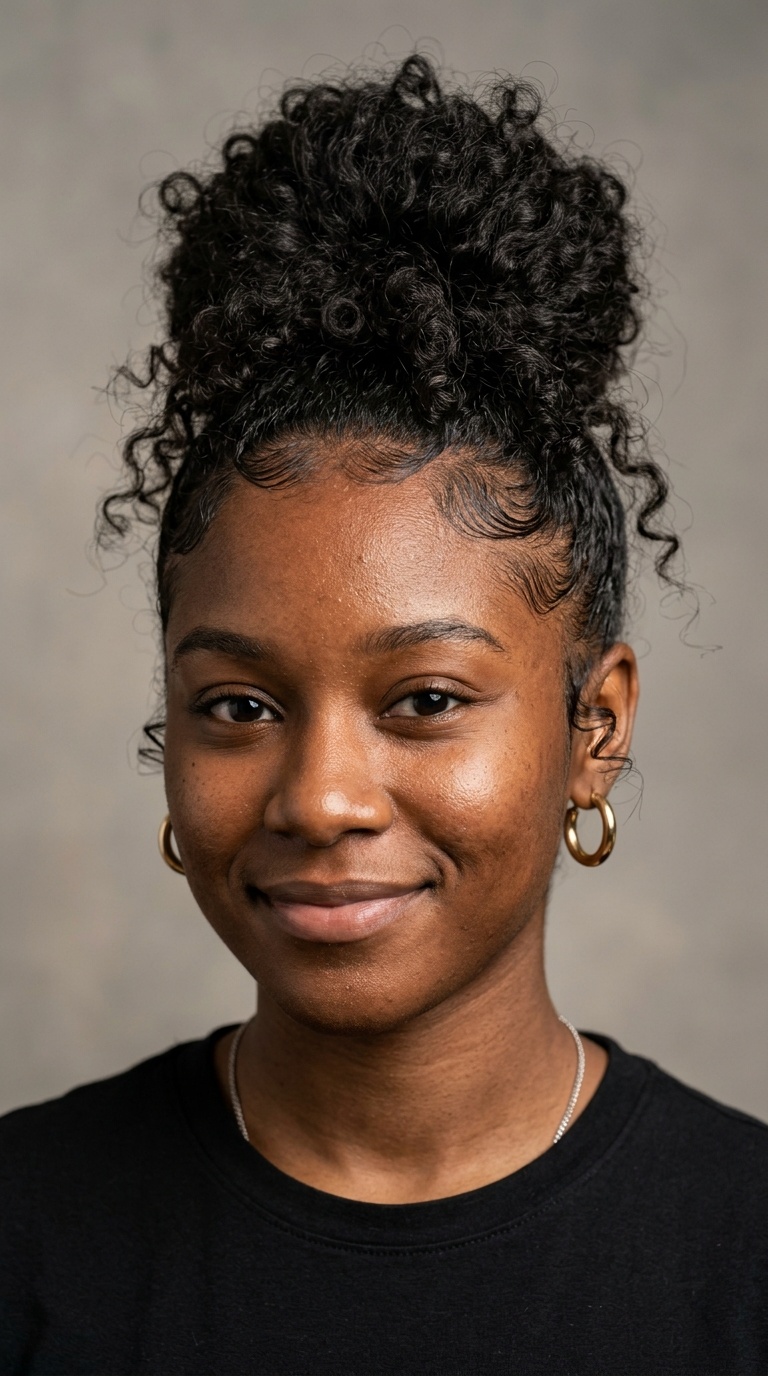 The Messy Curly Bun with Laid Edges