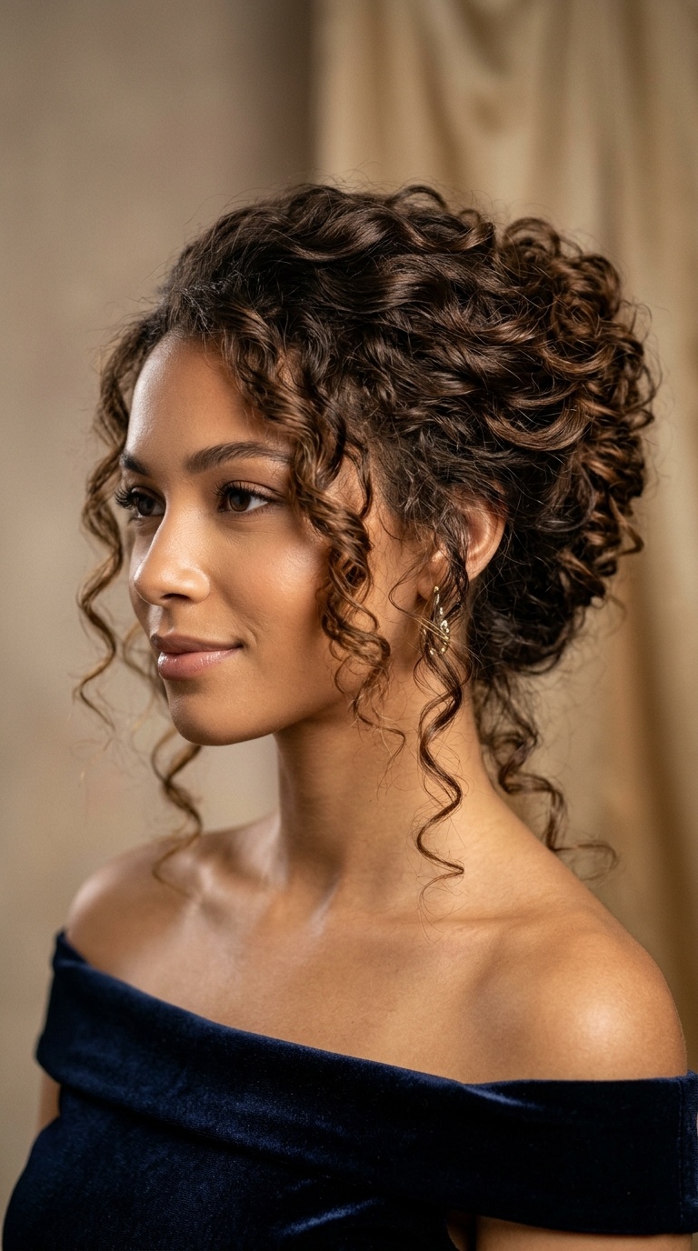 The Messy Curly French Twist