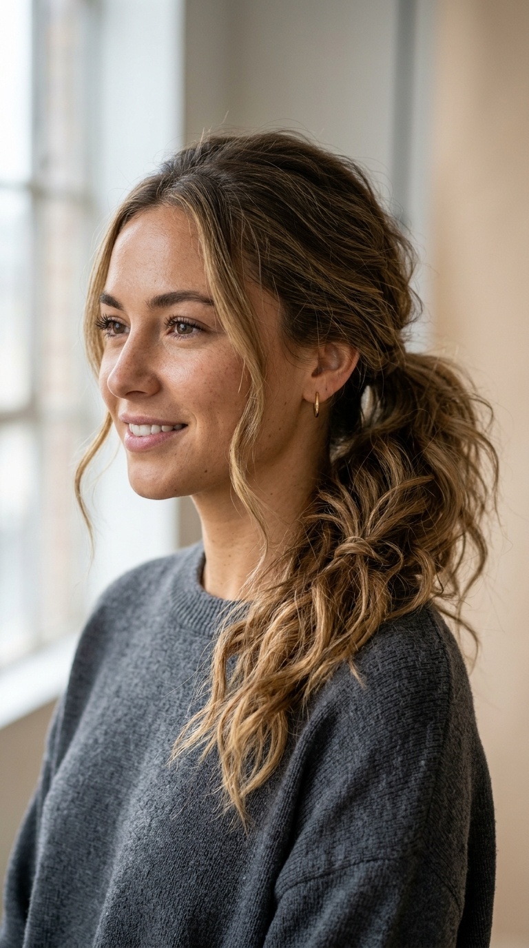 The Messy Textured Ponytail