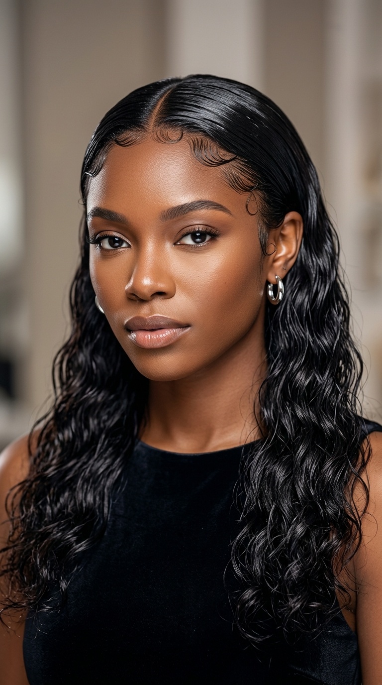 The Middle Part Wet Look