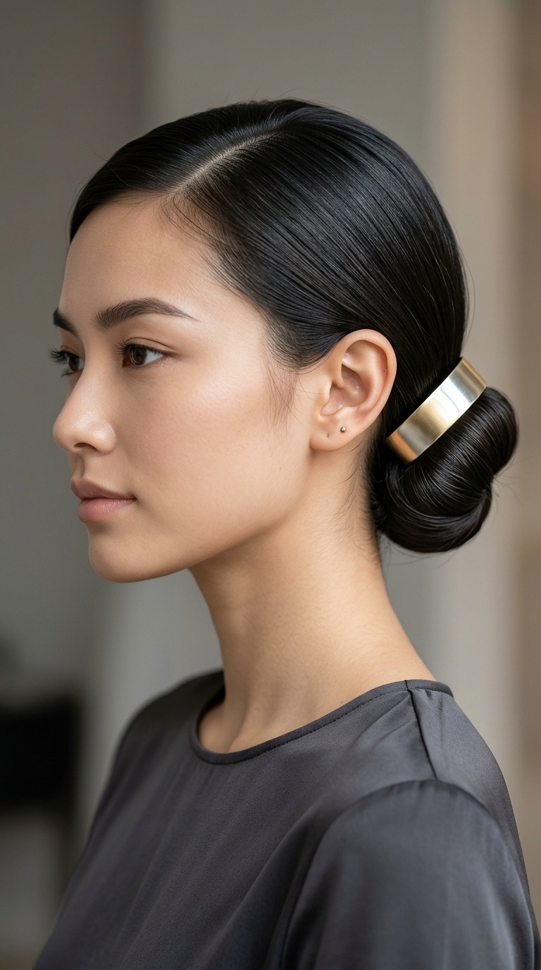 The Minimalist Metallic Cuff Bun