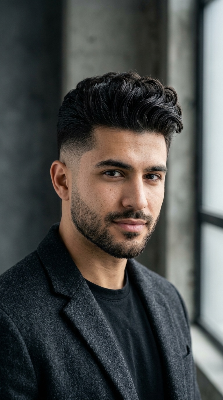 The Modern Pompadour with Low Fade