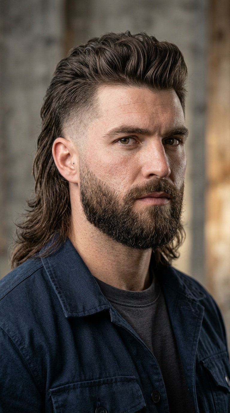 The Mullet with Tapered Beard Fade