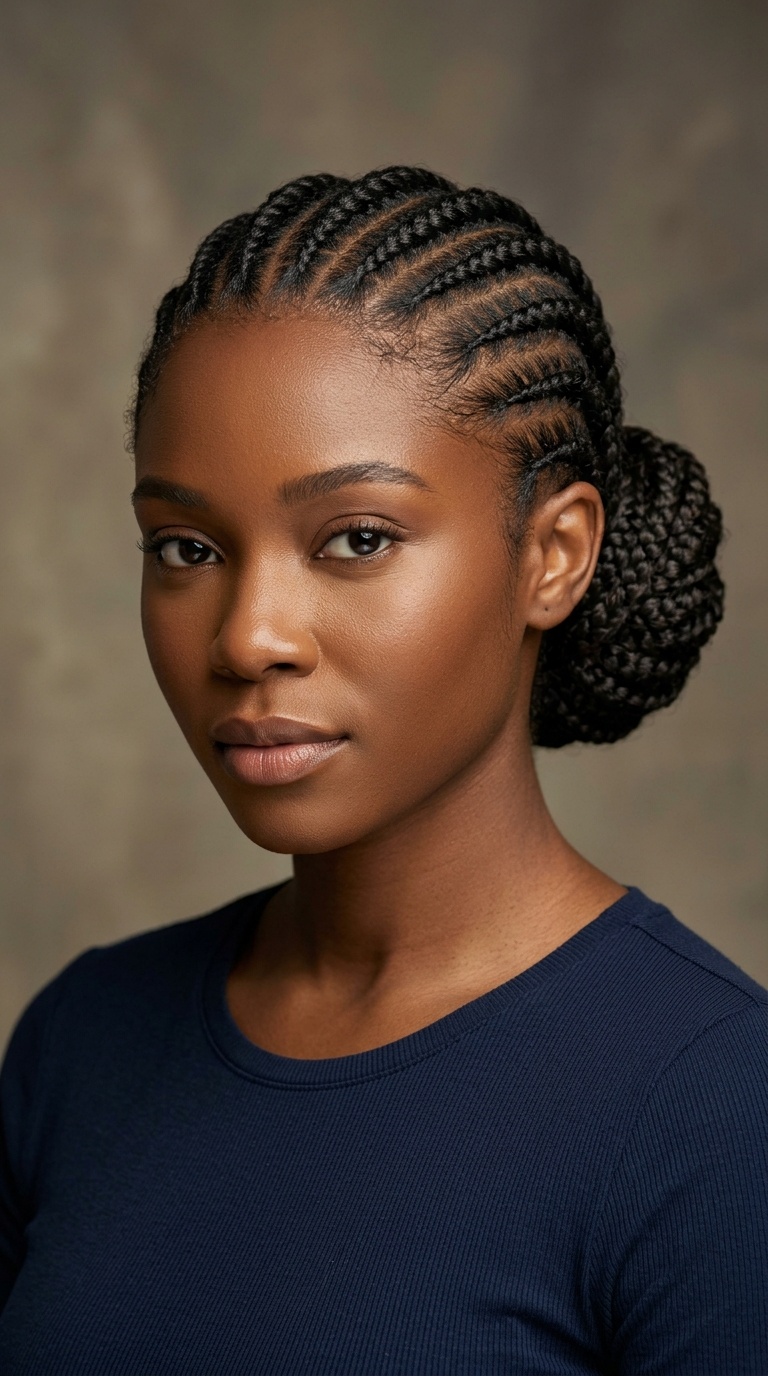 The Multi-Directional Cornrow Bun