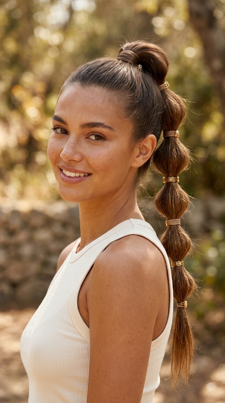The Multi-Tiered Bubble Ponytail