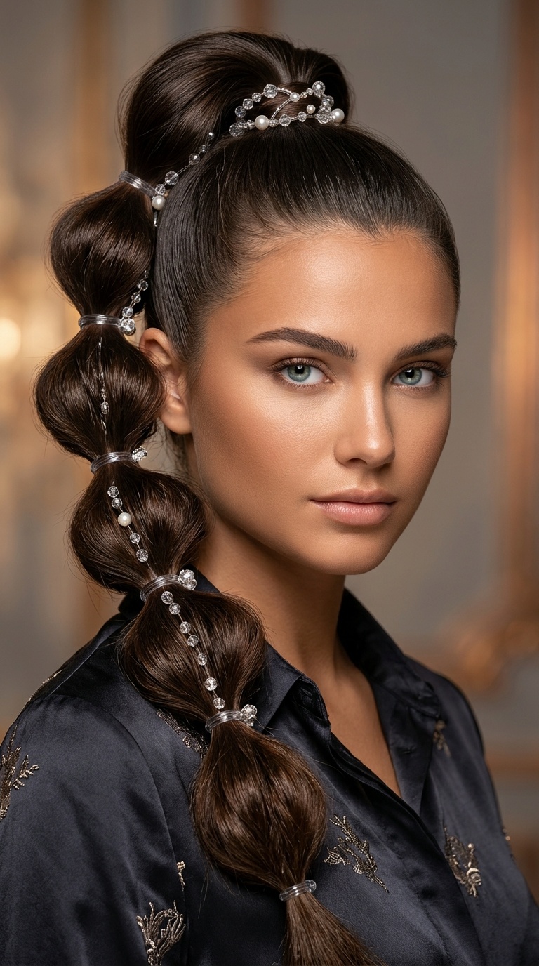 The Multi-Tiered Bubble Ponytail