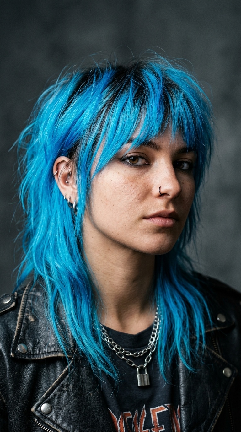 The Neon Electric Blue Punk Shag