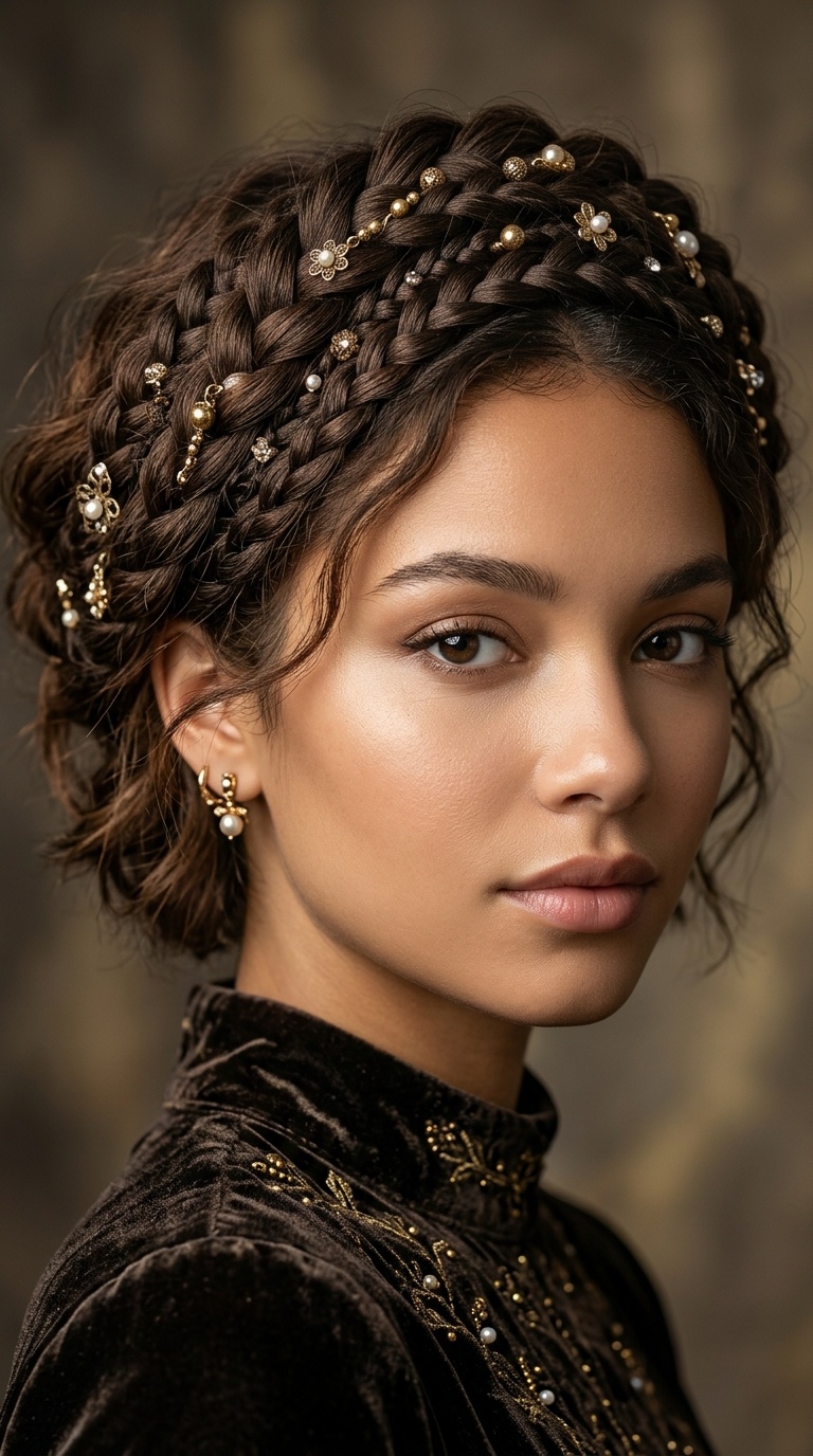 The Ornate Braided Crown for Short Hair