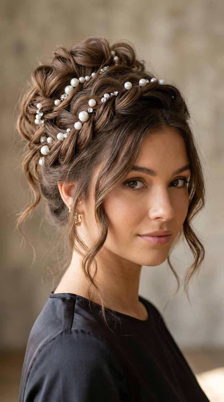 The Pearl-Adorned Messy Updo
