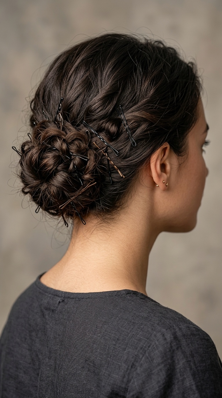 The Pin-Heavy Nape Bun