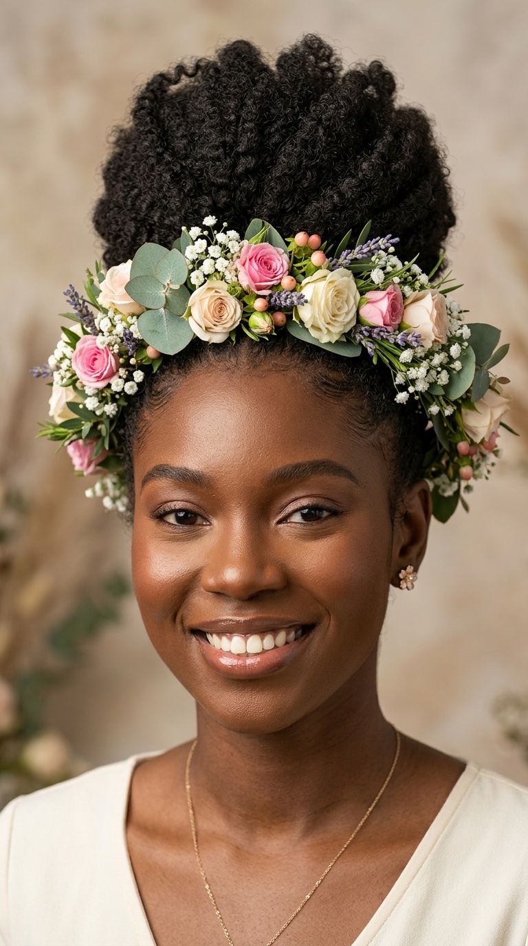 The Pineapple Updo with a Floral Crown
