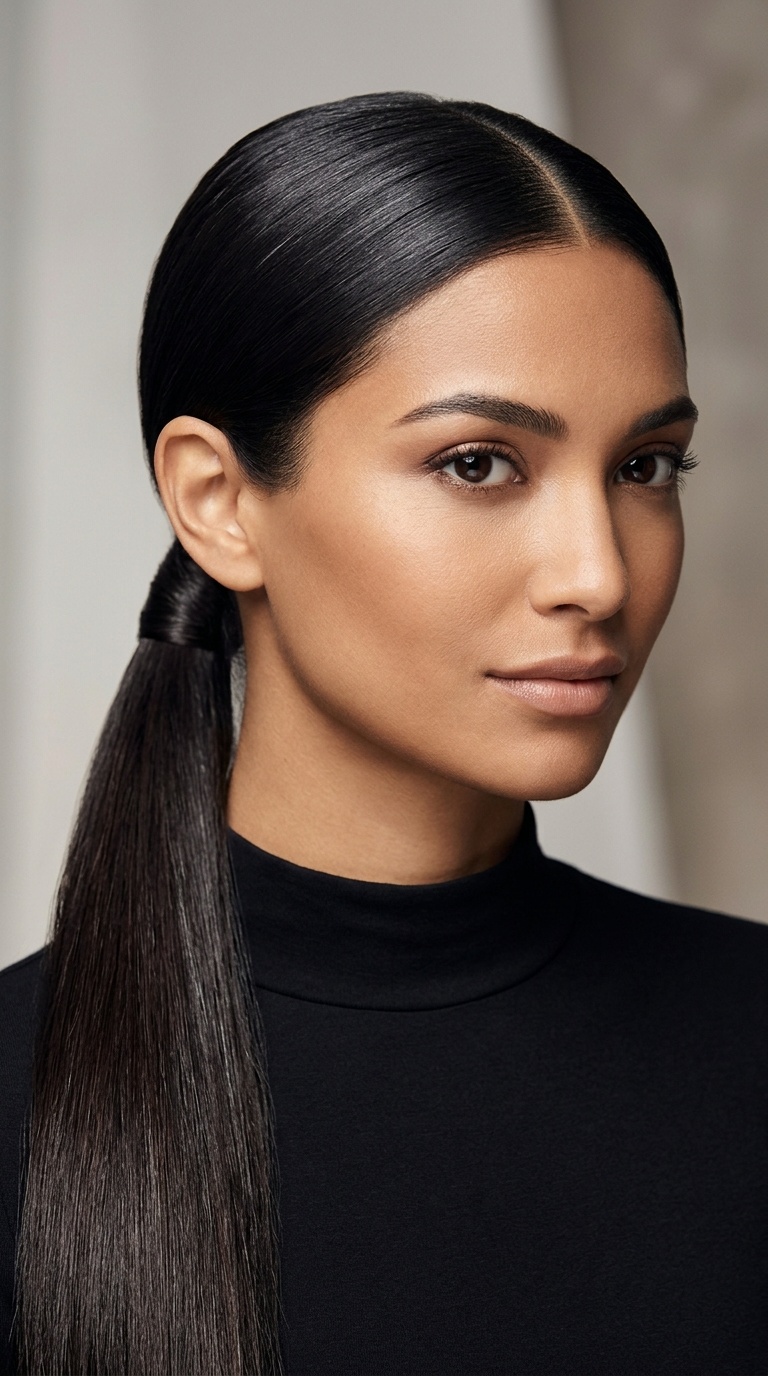 The Polished Middle Part Ponytail