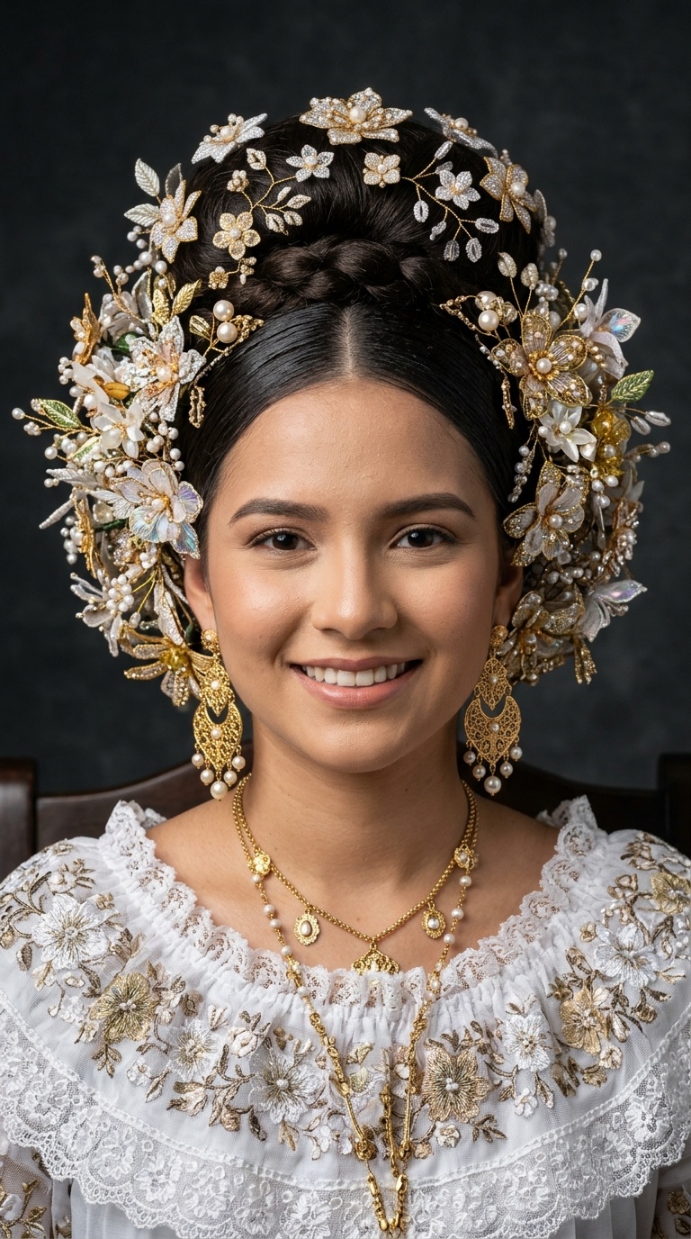 The Pollera Floral Bun