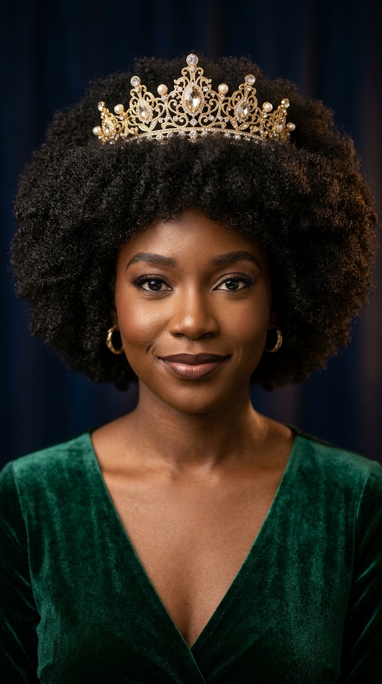 The Regal Afro with a Golden Tiara