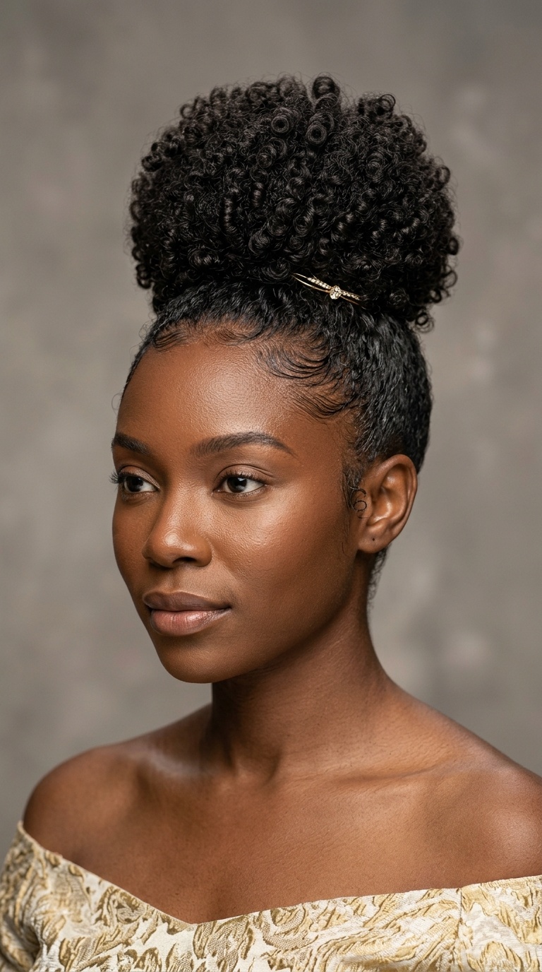 The Regal Curly Top Knot