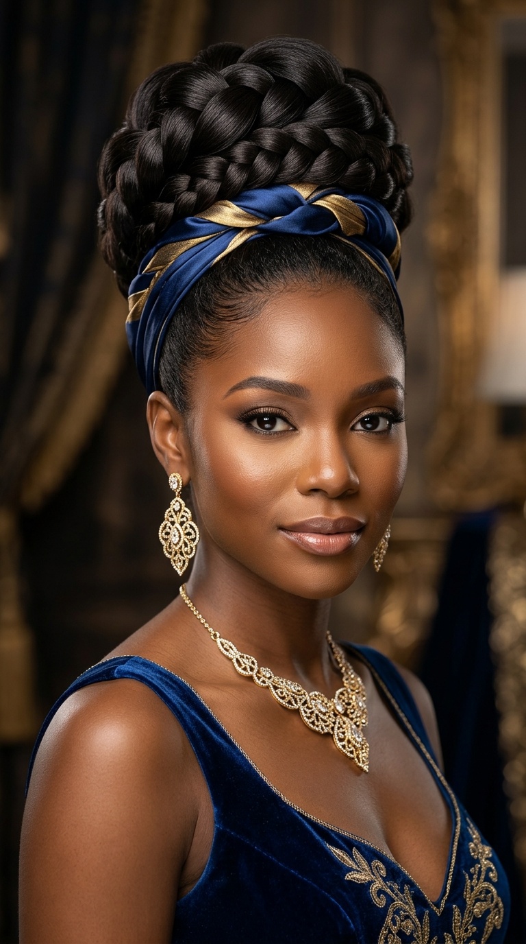 The Regal High Bun with Silk Wrap