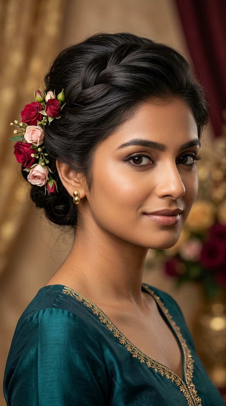 The Rose-Adorned French Twist