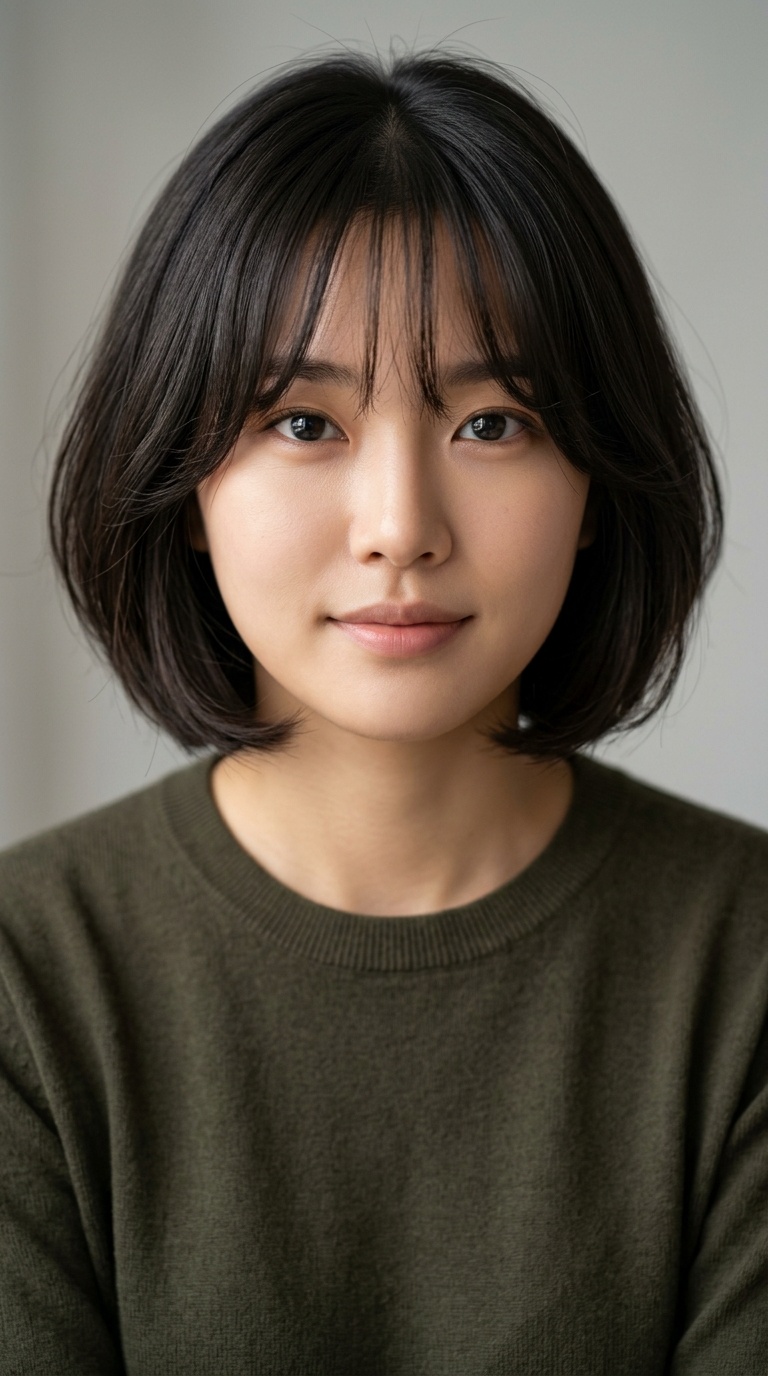 The Round Bob with Curtain Bangs