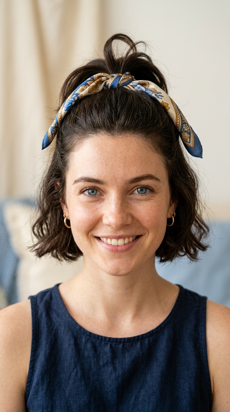 The Scarf-Tied Half-Up Pony