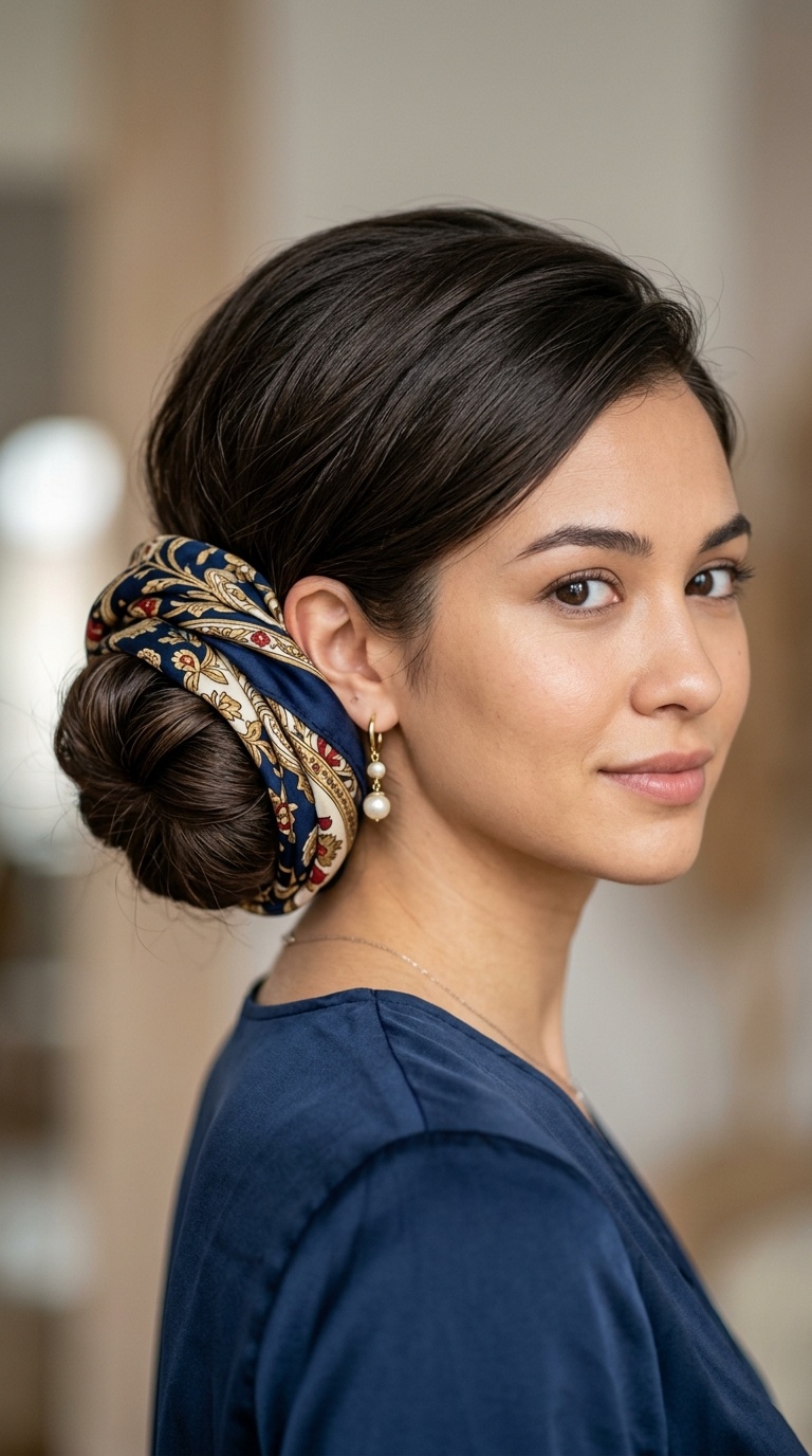 The Scarf-Wrapped Chignon