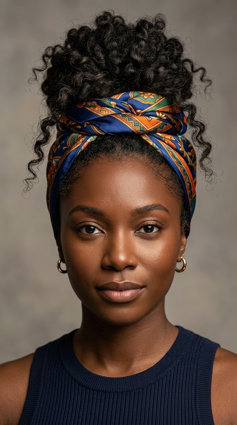 The Scarf-Wrapped Messy Bun