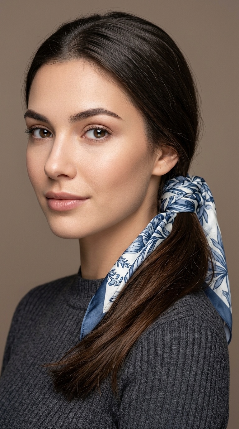 The Scarf-Wrapped Ponytail