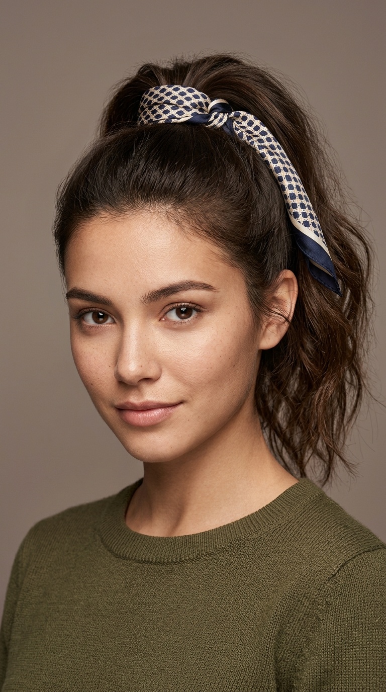 The Scarf-Wrapped Ponytail