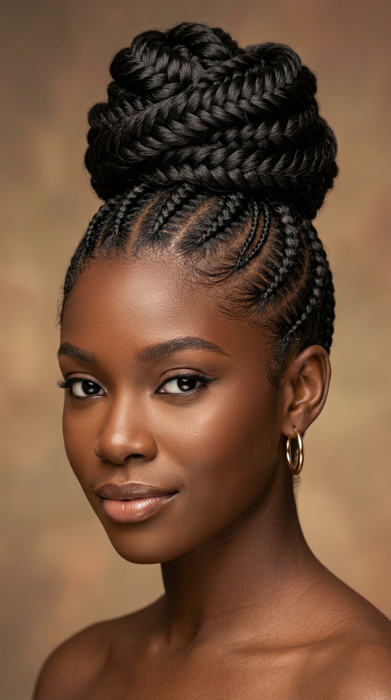 The Sculpted Fishtail Cornrow Bun