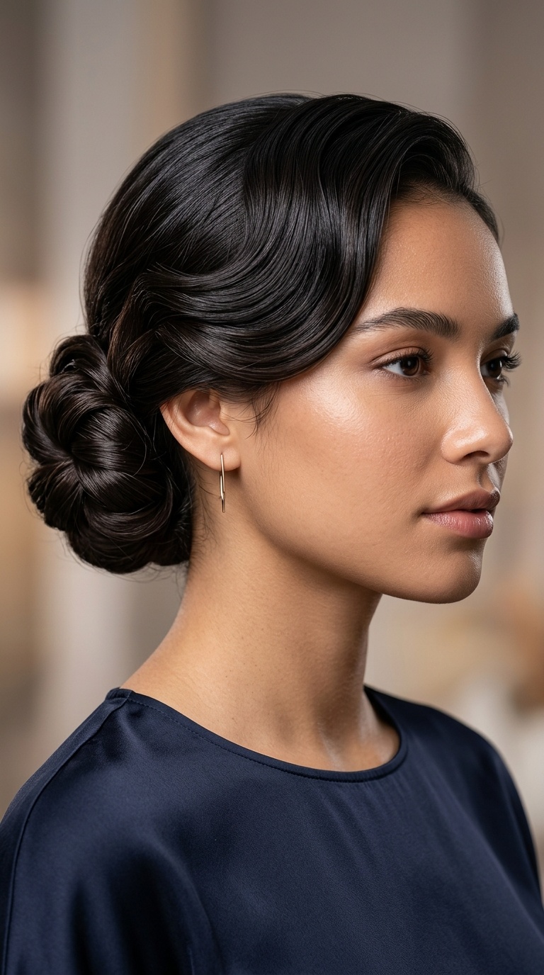 The Sculpted Low Wave Bun